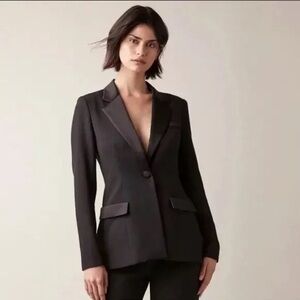 JW Jason Wu Tuxedo Blazer Black One Button Classy Satin Crepe Blazer